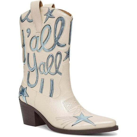 Hochfart Low Heels Women White Polyurethane (PU) Pull On Outdoor Mid Calf Boots - Picture 1 of 6